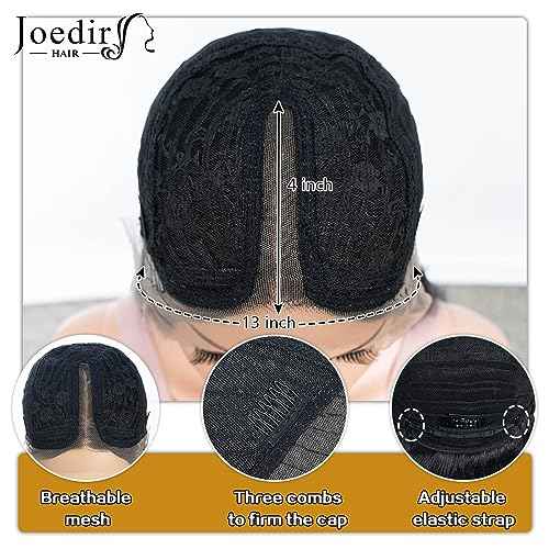 Synthetic Lace Front Wig for Women Long Layered Hair Wig with Curtain Bangs 24 inch Long Straight Black Hair Wig for Daily Party Cosplay (Color:1B)