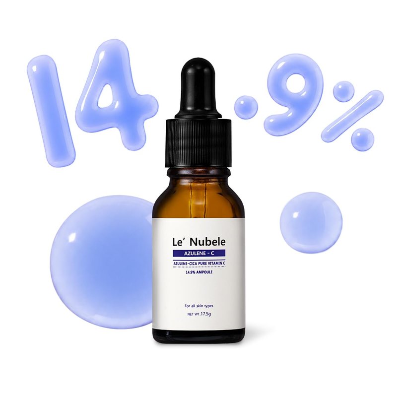 Le Nubele Azulene Cica Pure Vitamin C 14.9% Ampoule for Vitamin C Beginner | Vitamin C + Azulene Cica + ActivePep 200 | Uneven Skin Tone, Daily Glow Care, Korean Skincare | 17.5g•0.62oz