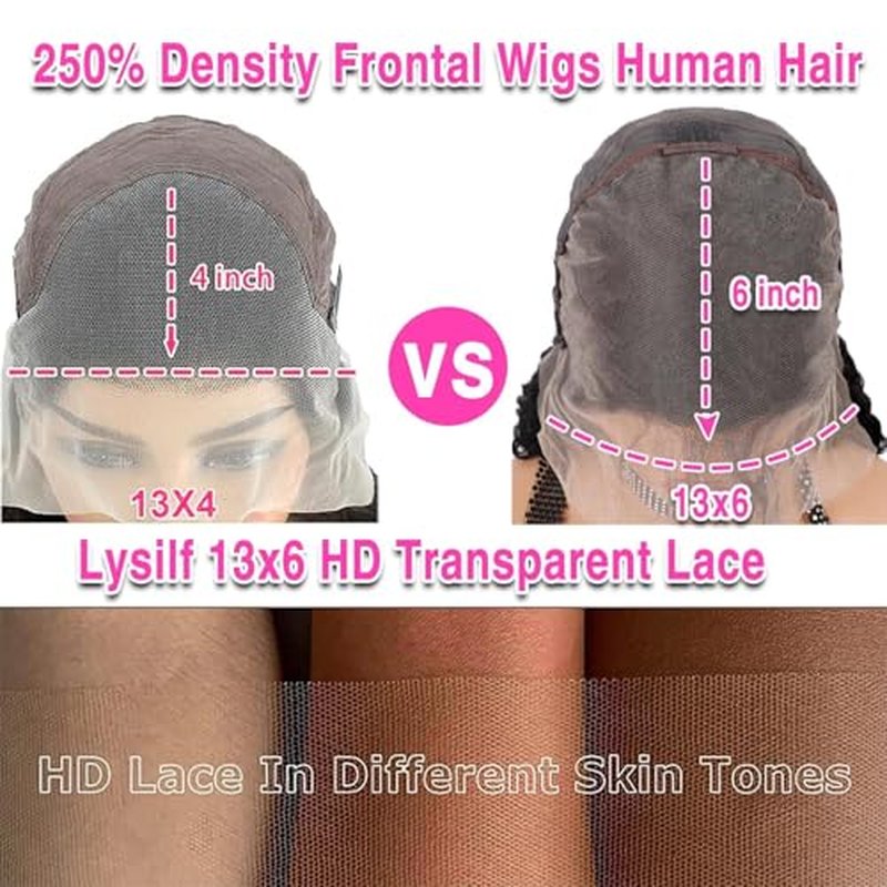 Bob Wig Human Hair 13x6 Deep Wave HD Lace Front Wigs Human Hair 250% Density Bob Curly Lace Frontal Wigs Brazilian Virgin Human Hair Wigs Pre Plucked with Baby Hair (Natural Color,14Inch)