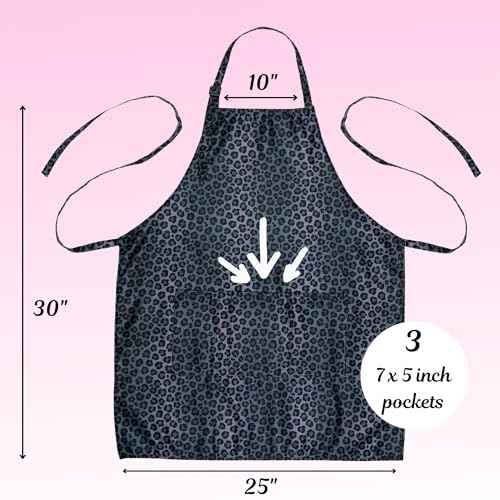 Plum Hill Animal Print Cosmetology Apron for Hair Stylist, Nail Tech, Esthetician, Hairdresser Apron with Pockets