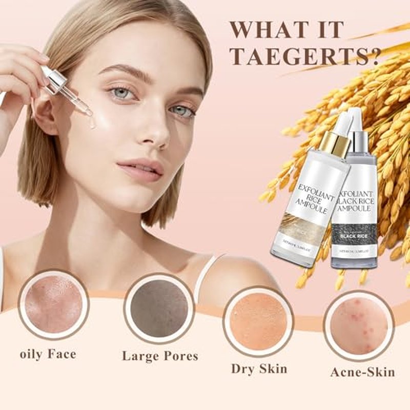 Rice Peel Shot Glow Rice Ampoule Duo | Pore Minimizing Gentle Peel & Deep Hydration |Black Rice Exfoliant for All Skin | 6.76 Fl Oz 2Pcs