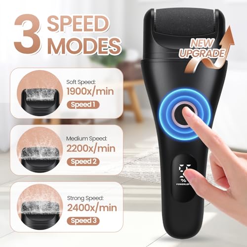 Electric Callus Remover for Feet Rechargeable - 3-Speed Adjustable Electronic Foot Filer, Effortless Smooth Feet from Hard Cracked Dry Dead Skin at Home - Christmas Gifts for Women Men