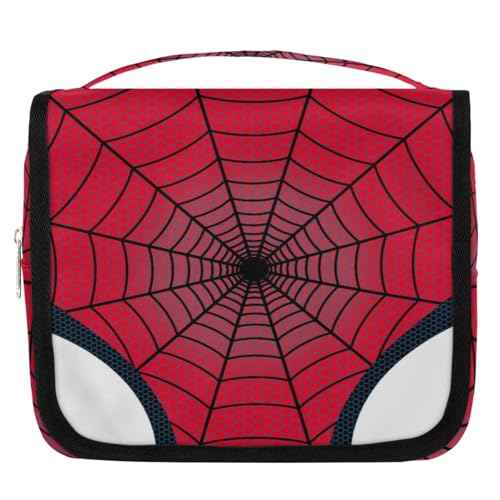 Kids Hanging Toiletry Bag for Boys - Waterproof Makeup Cosmetic Dopp Kit Spider Web Shaving Bags for Travel Picnic Camping