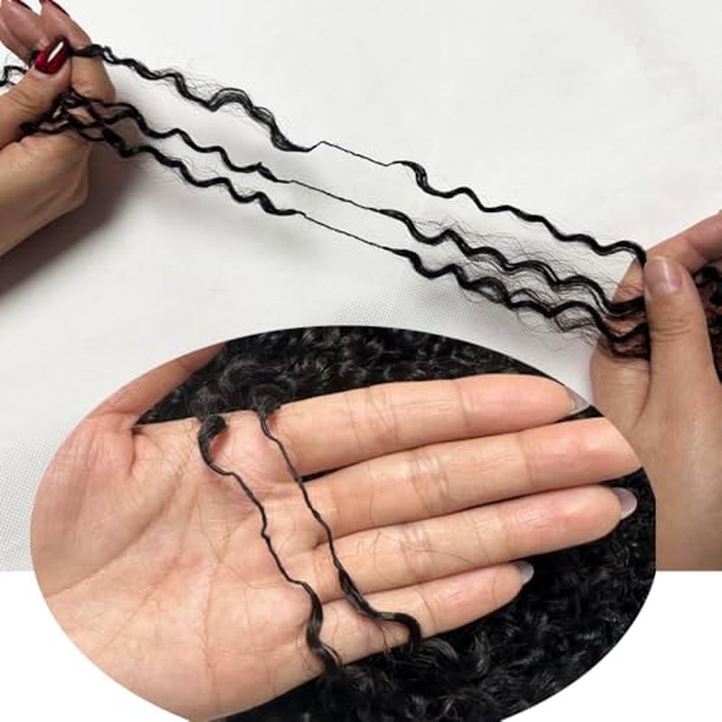 Kinky Curly Crochet Human Hair Extensions Pre-Separated Crochet Hair Multi-Textured Kinky Curly Reusable Micro Twists 14inch 120g (Usually 240g Full Head) Natural Black
