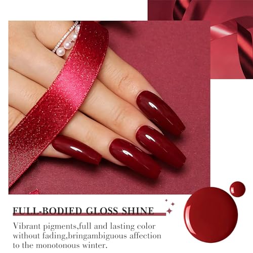 Dip Powder Set, Honey Joy 6 Colors Classic Red Collection Glitter Dipping Powder Set Nail Art Manicure DIY Salon Home Gifts for Women, No Need Nail Lamp Cured, DP-T