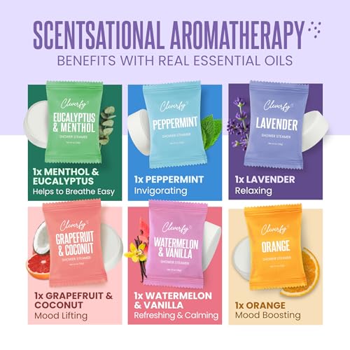 Cleverfy Shower Steamers Aromatherapy ? Stocking Stuffers for Teen Girls, Women and Wife ? Christmas Gifts for Teens and Women ? White Elephant Gifts for Adults ? 6 Tablets