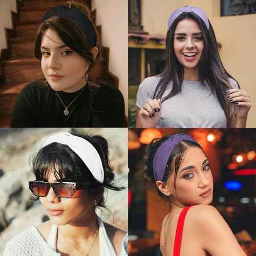 Ondder 6 Pack Top Knot Purple Headbands for Women Cloth Head Bands for Women¡¯s Hair Wide Cute Knotted Headbands for Women Non Slip Fashion Womens Girls Hair Accessories