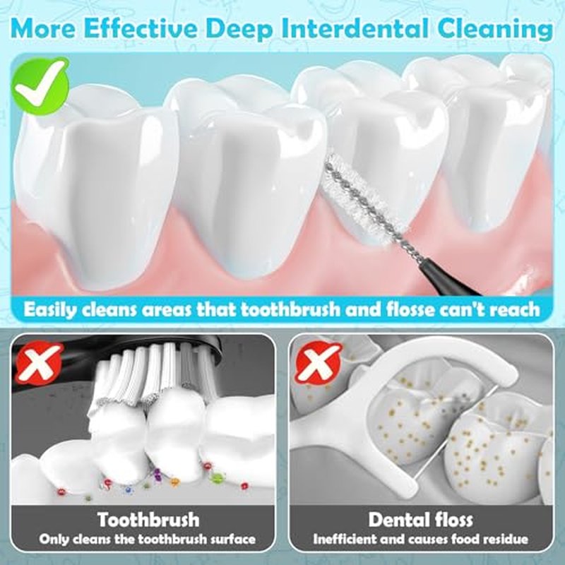 Modacraft 120Pcs Interdental Brushes, Deep Cleaning Braces Flossers for Braces Orthodontic with Soft Bristles 360¡Æ Bendable Floss Heads Dental Brushes Between Teeth Gum Braces Oral Cleaning Tool Kit