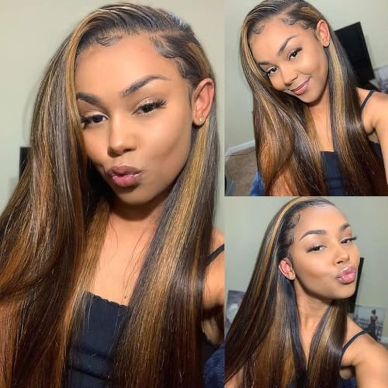 4X4 Lace Frontal Closure Wig Omber 27 Straight Wigs Human Hair 200% Density Real Human Hair Wig 4x4 Omber 27 Straight Wigs Human Hair Pre Plucked For Black Women
