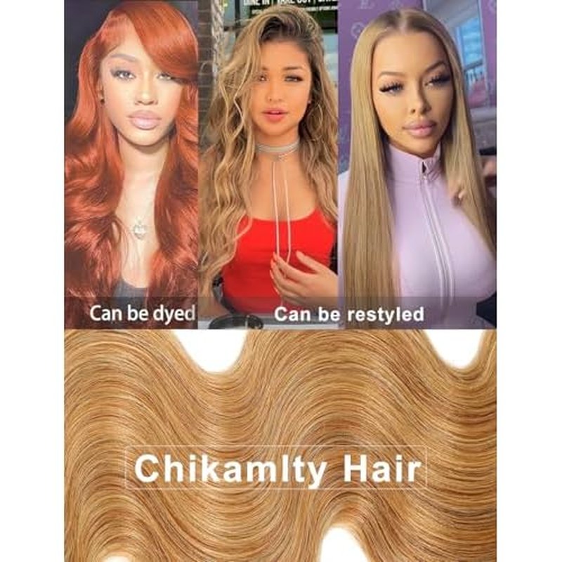 Ombre Bundles Human Hair, 13A Raw Indian Hair Bundles Body Wave, 22 Inch Colored Honey Blonde 1B27 Ombre Human Hair Bundles, 2 Years Service Life, Keep Texture Silky Soft Tangle-Free