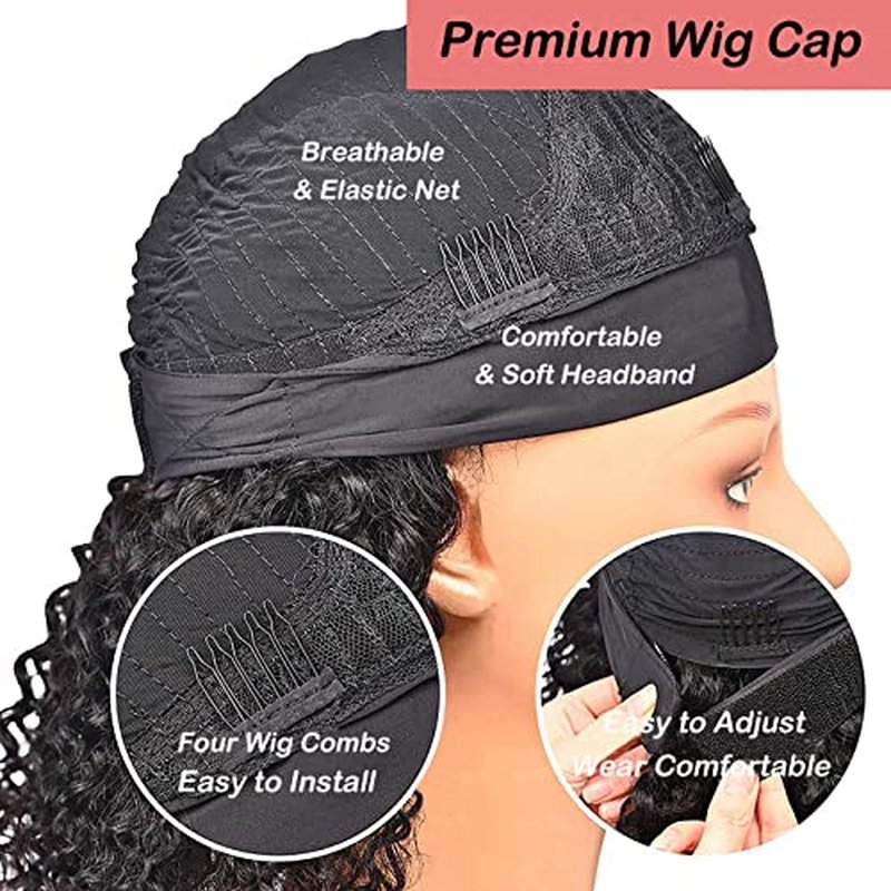 JCL Headband Wig Human Hair 14 Inch Deep Wave Headband Wigs Human Hair Wigs for Black Women Natural Color None Lace Front Wigs Glueless Wigs Human Hair
