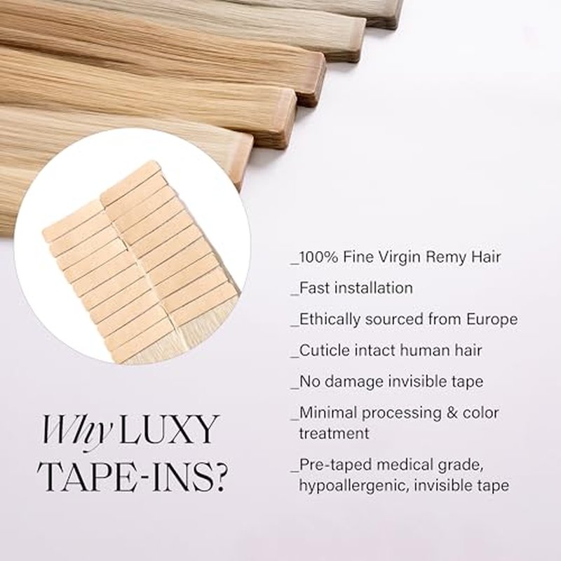 Luxy Tape-In Hair Extension Collection 20", 50g, Platinum Pearl Blonde, 20 pieces