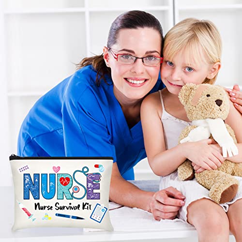 Photect 6 Pieces Nurse Makeup Bags Nurse Canvas Cosmetic Bag Survival Kit Travel Pouch Bag Gift for Women Girls Nurses School Practitioner Supplies(Beige)