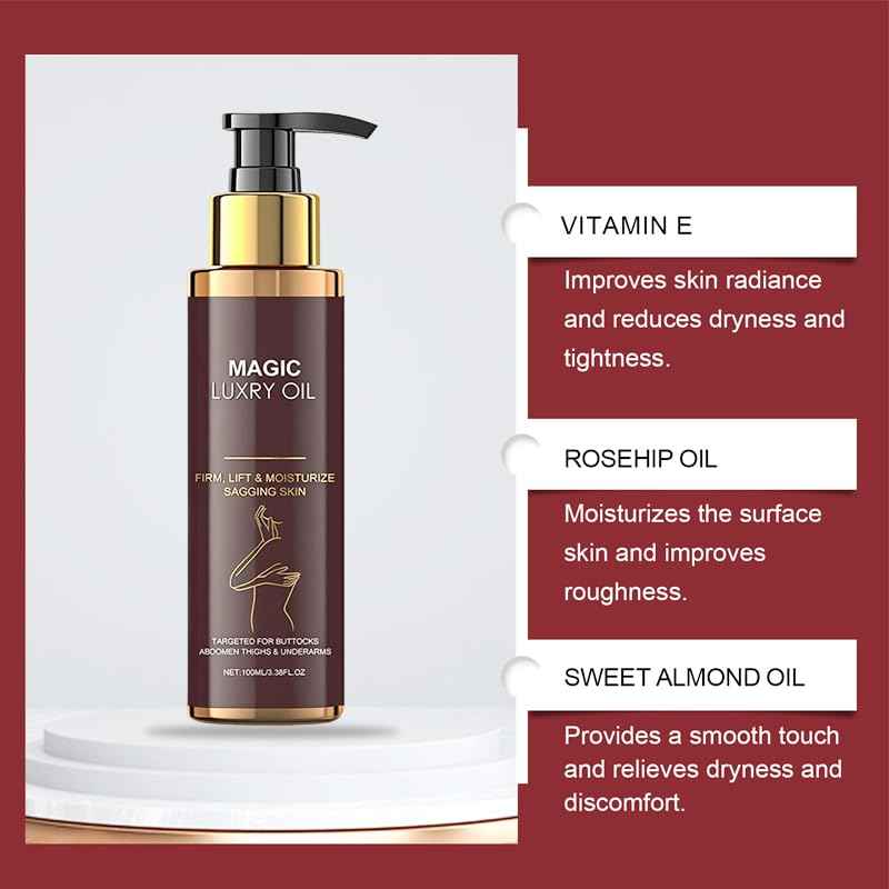 MAGIC LUXURY OIL, Magic Body Firming Oil, Hydrating and Firming Skin Oil for Arms, Body oil substitute containing vitamin E, rosehip, and almond, Full Body Use(3.38oz)