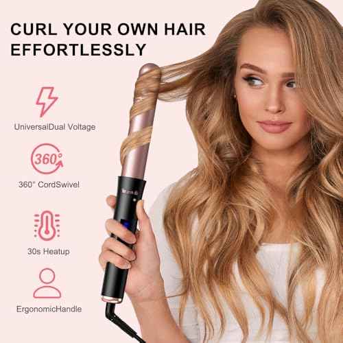 5 in 1 Curling Iron Set,Curling Iron Wand with 3 Barrel Hair Crimper(1.1inch) and 4 Interchangeable Ceramic Curling Wand(0.35"-1.25"), 4 Temp Heating Setting,Contain Protective Glove & 2 Clips
