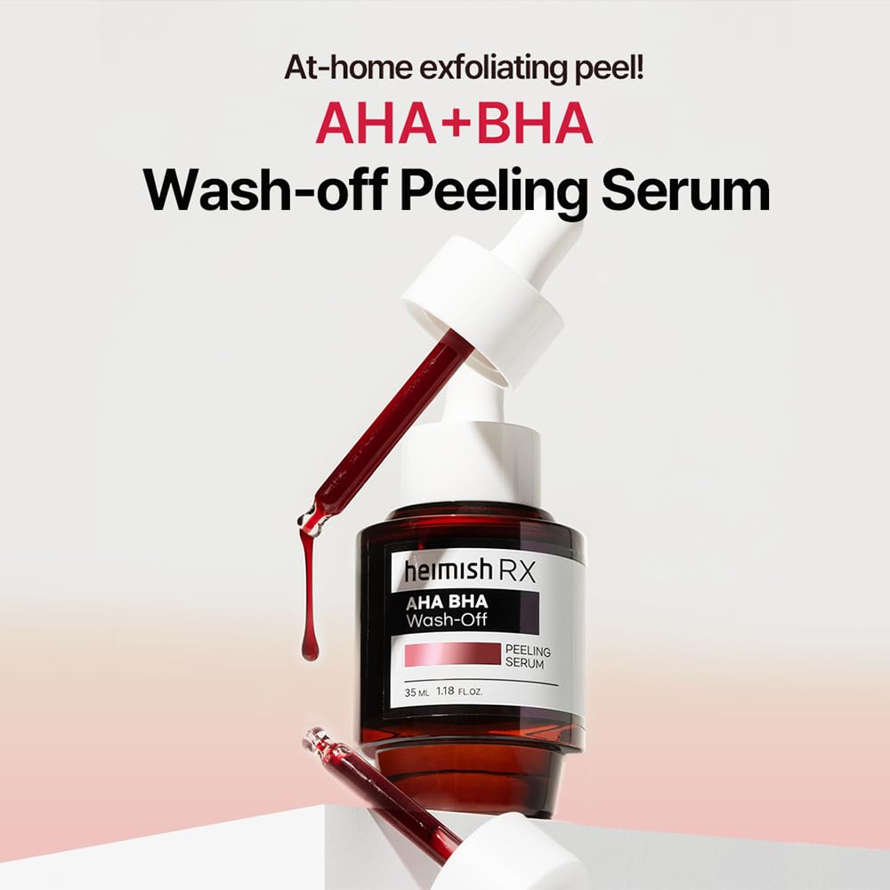 HEIMISH RX AHA BHA Wash-off Peeling Serum - Chemical Peel for Blackheads, Pore and Sebum, Gentle & Hydrating Face Exfoliant for Oily and Acne-prone skin, Korean Skincare, 35ml (1.18 fl. oz)