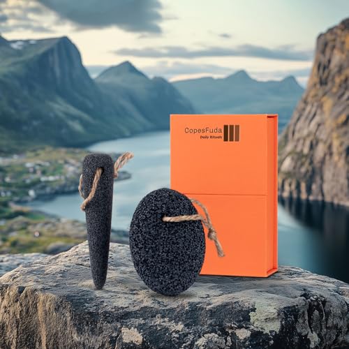 Natural Volcanic Pumice Stone for Feet & Hands. Foot Scrubber for Dead Skin Remover & Deep Cleansing, Cone Shape Stone for Hard-to-Reach Areas Corn Removal, 2 Pcs, Ready-to-Gift Design