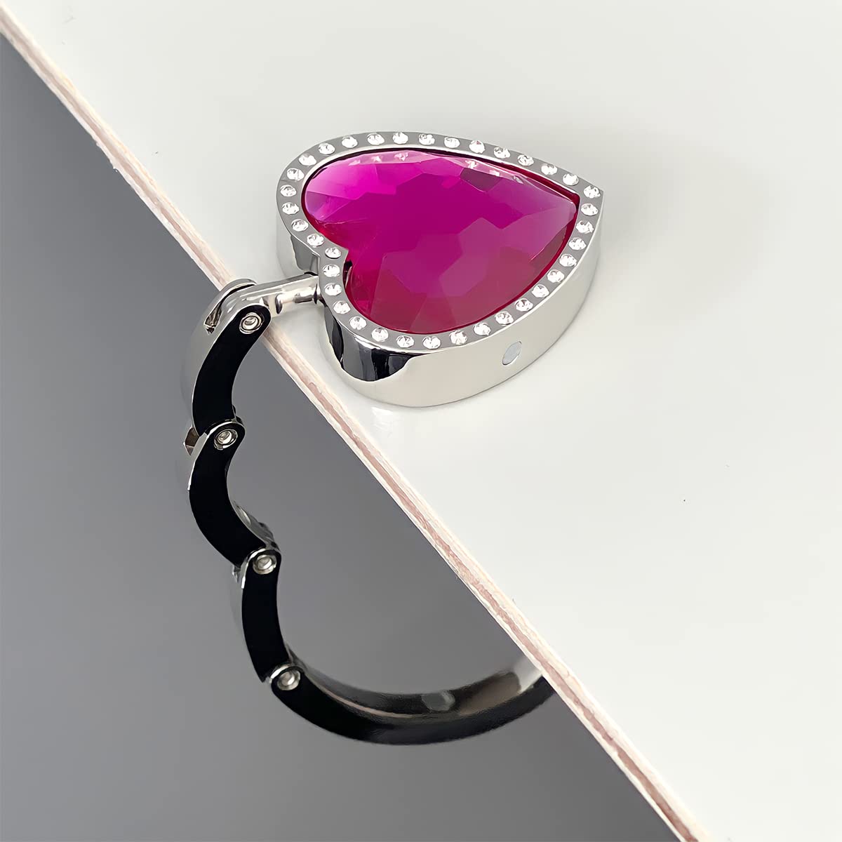 Wrapables Heart Shaped Purse Hook Hanger with Rhinestones, Pink