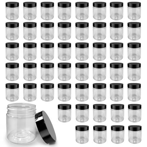 50 Pack 4 oz Clear Plastic Jars with Lids - Small/Mini Containers for Slime, Ointments£¬Creams, Samples, Eyeshadow, Travel Storage£¬ Makeup, Lotion, and Body Butter.