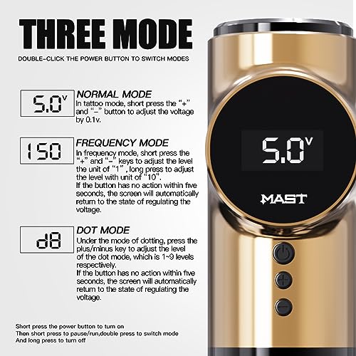 Mast Archer Wireless Tattoo Pen Machine, 5 Star Series Pro Rotary Tattoo Gun with Powerful Motor by Mcore, 2,000mAh Battery by Mastlabs for Run Long Time