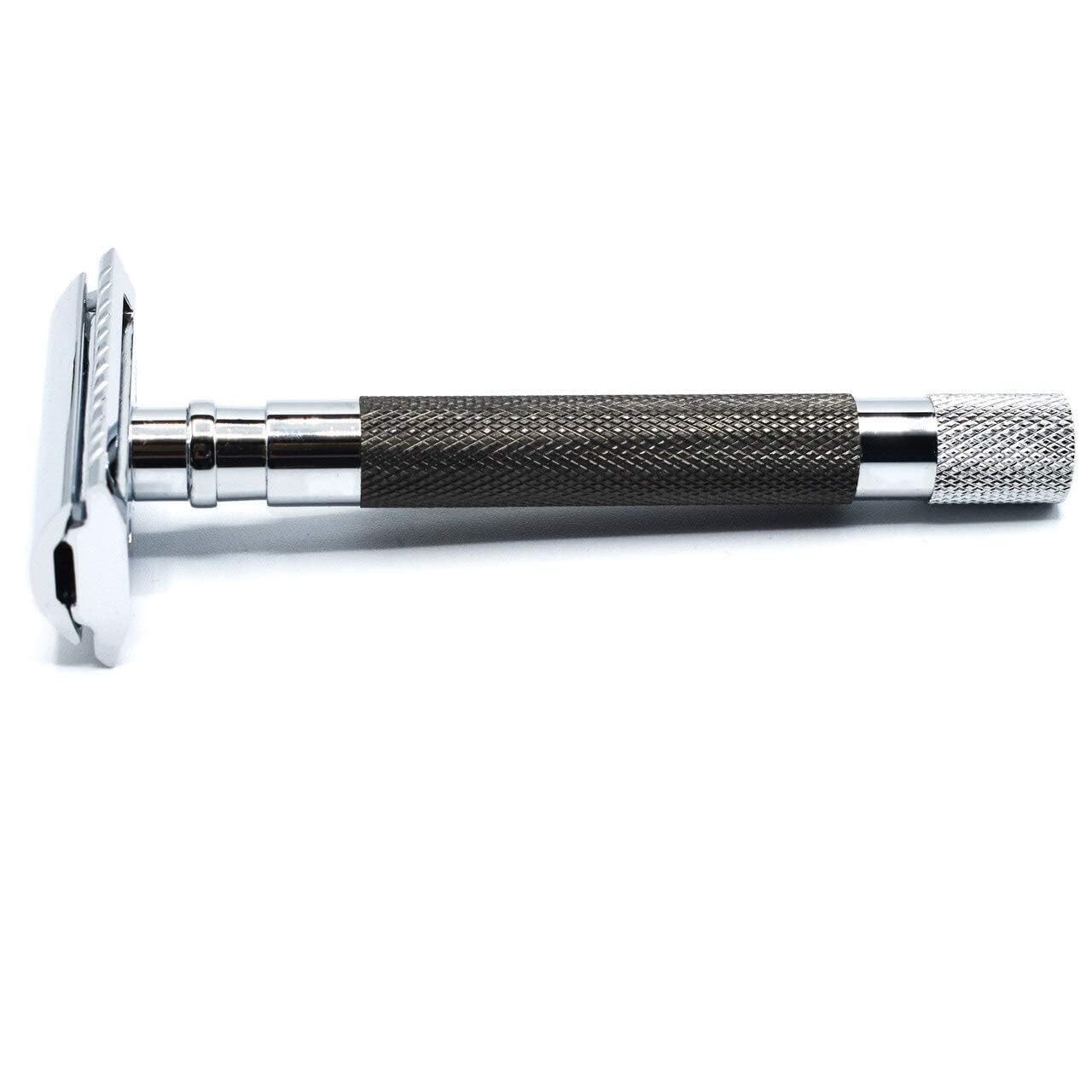 Parker 56R Heavyweight Double Edge Safety Razor with 5 Parker Premium Platinum Stainless Steel Razor Blades – Classic 3 Piece Design (Graphite)