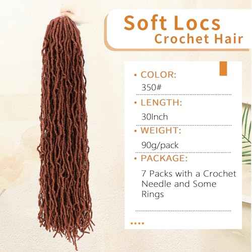 Karida Faux Locs Crochet Hair 30 Inch, 7 Packs Soft Locs Crochet Hair For Black Women Pre Looped Long Soft Crochet Locs (350#, 30 Inch (Pack of 7))