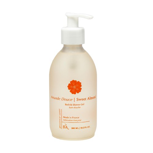 Provence Sante Cleansing Bath & Shower Gel - Moisturizing Almond Oil Body Wash for Dry Skin - Nourishing Warm Sweet Almond Scent - Made in France - 10.2 Oz
