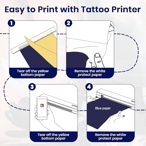 Tattoo Stencil Printer with 10pcs Transfer Paper and Thermal Paper,Tattoo Machine for Beginners&Artists,Portable Bluetooth Wireless Inkless Printer Compatible with Phone/Pc