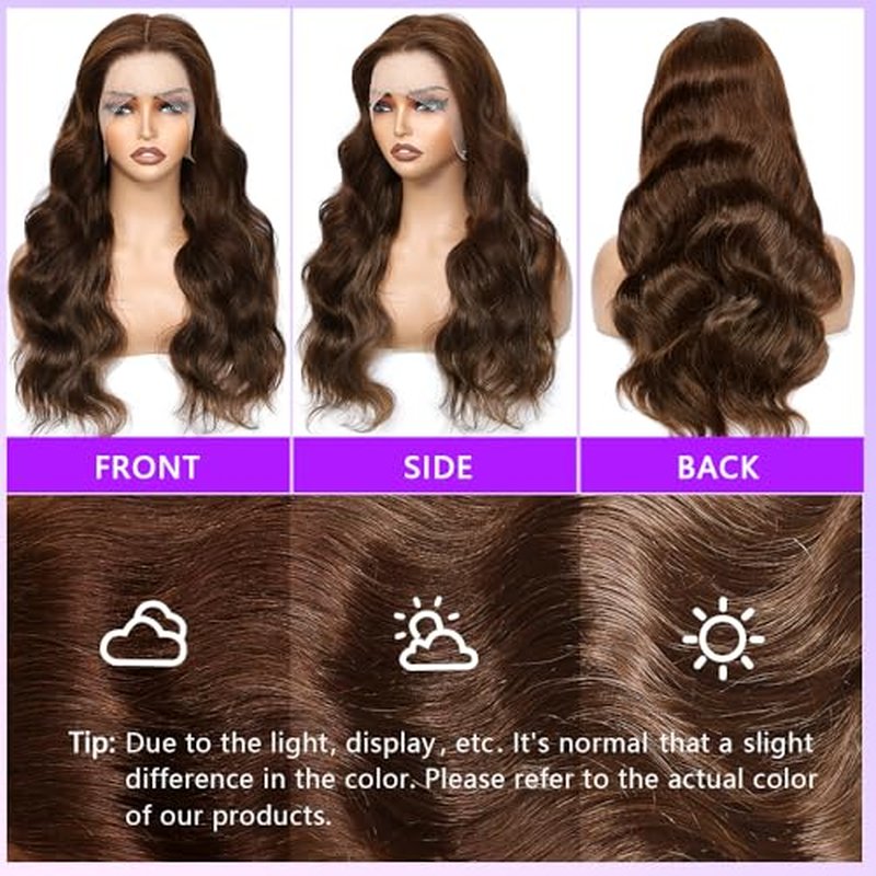 13x4 Lace Front Wigs Human Hair Chocolate Brown Body Wave Human Hair Wig 250% Density Hd Lace Front Wigs Pre Plucked Glueless Brown Human Hair Wig 24 Inch