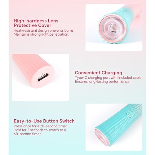 UV for Gel Nail Fashion Styling Handheld UV Light for Gel Nails Mini UV Light Portable Nail Lamp Cordless USB Chargeable Nail Dry Tool
