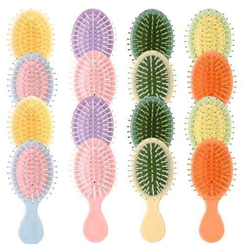16 Pack Mini Wet Hair Brush Bulk Travel Detangling Brush Soft Bristles Wet Dry Hair Brush Kids Small Hair Brush for Kids Girls Multicolor