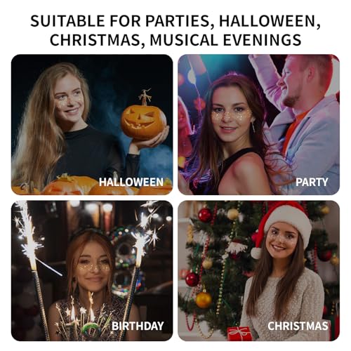 8-Pack Iridescent Multichrome Glitter Tattoos, Waterproof Sparkle Freckle Patches for Women & Teens, Cute Star Face Stickers for Festival & Party Use