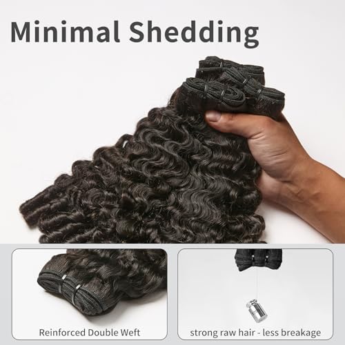 ASHINE Burmese Curly Hair Bundles Unprocessed Raw Human Hair Bundles Natural Black 16 inch