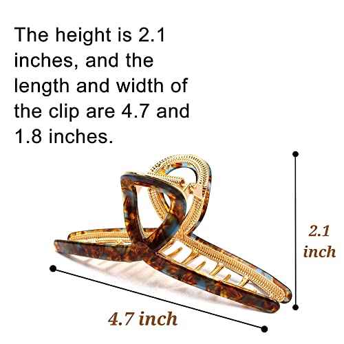 3Pack Large Metal Acetate Hair Claw Clips for Thick Thin Hair, Fashion Big Hair Clamp Hair Styling Accessories as Gift for Wife Girlfriend (Ivory White,Green White,Amber)