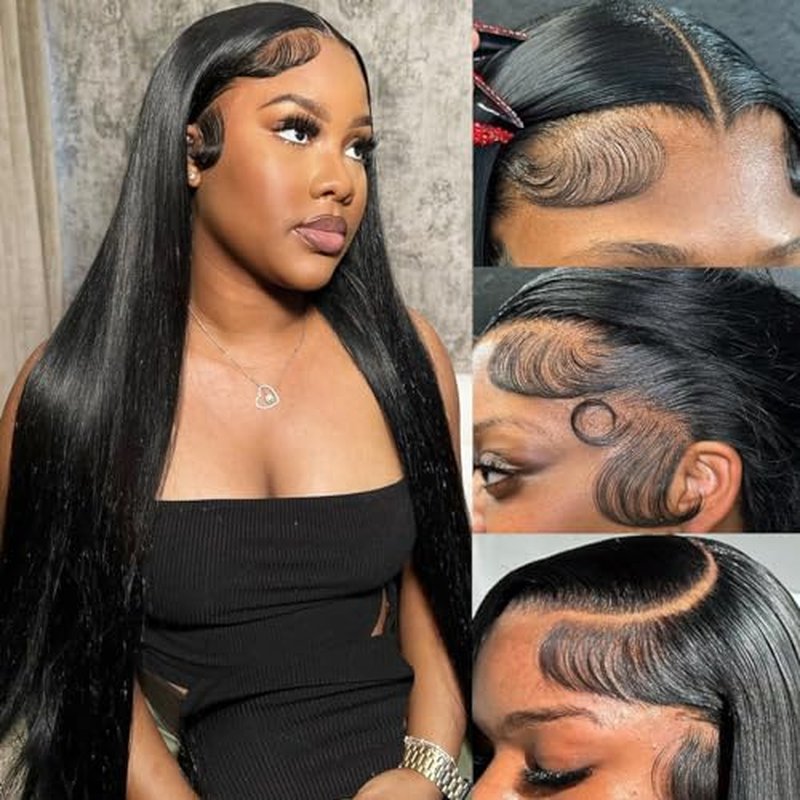 Straight Human Hair Wigs for Women Lace Front Wigs Pre Plucked Glueless 13x6 HD Lace Front Wigs Human Hair 180% Density Straight Frontal Wigs Human Hair 28 Inch