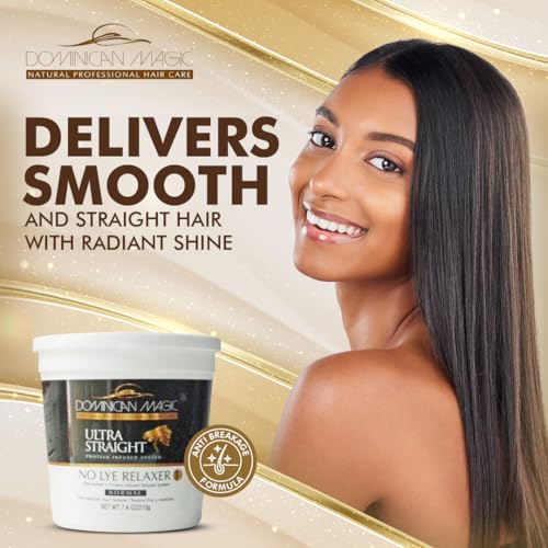 Dominican Magic Ultra Straight No Lye Hair Relaxer ? Gentle Formula for Smooth, Frizz-Free, and Straight Hair ? 7.4oz, Normal Strength, Professional Grade Relaxer