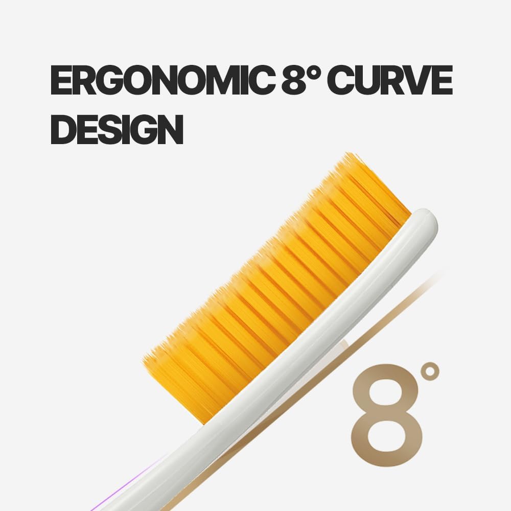 Mini Gold Toothbrush - Extra Soft Large Head with 3,200 Ultra-Fine Bristles | Ideal for Sensitive Gums | 10 Pack
