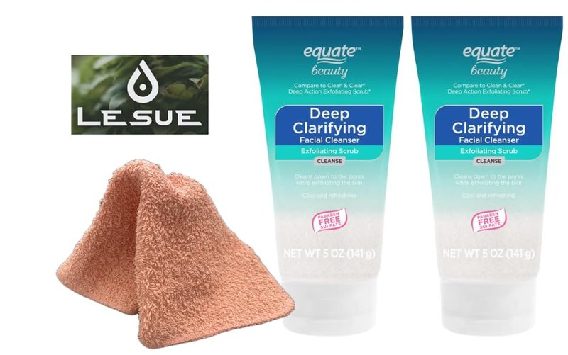 Deep Clarifying Exfoliating Facial Cleanser - 5 oz, 2-Pack with LeSue Washcloth