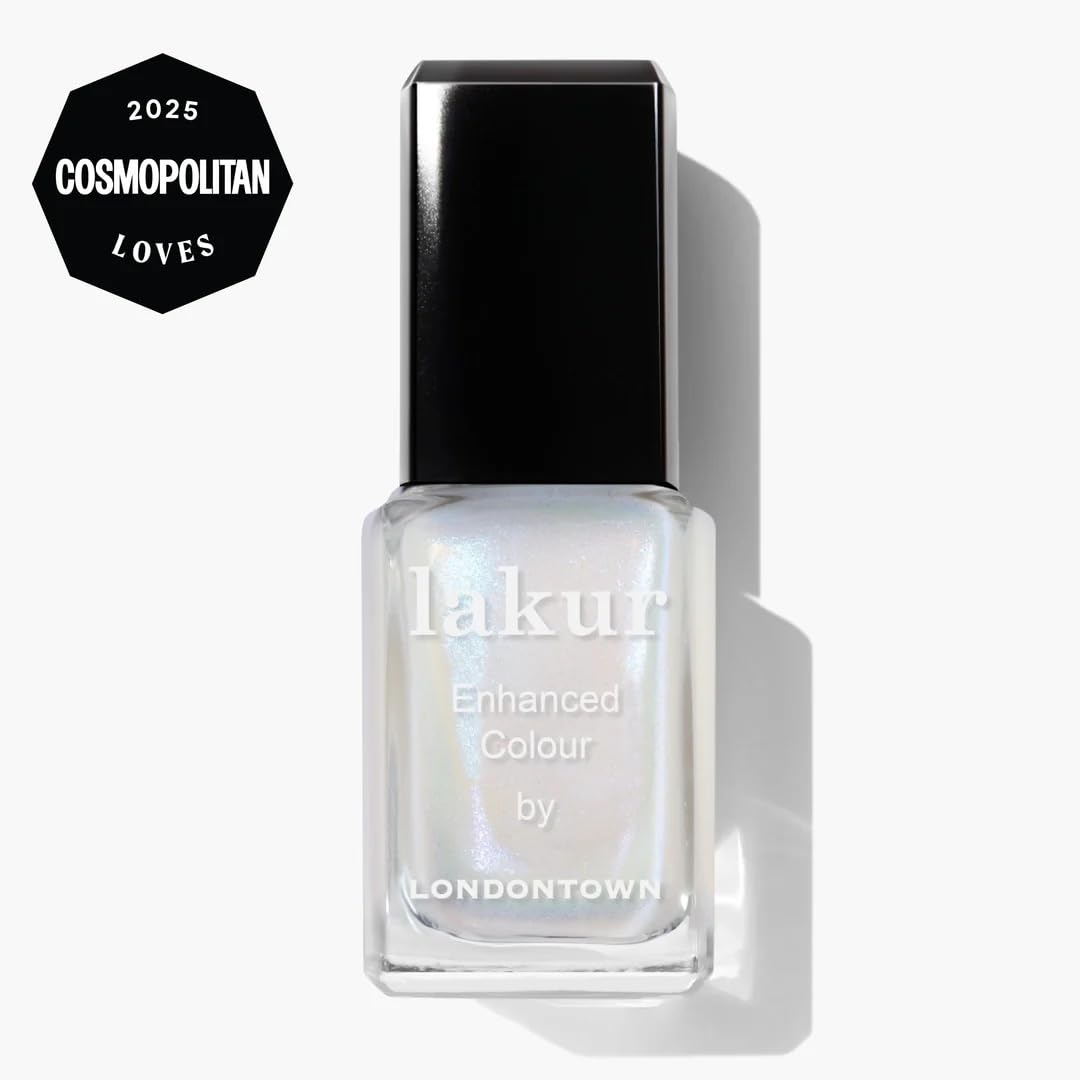 LONDONTOWN Lakur Nail Polish – White, Gray & Black Shades, Milk Bath, 0.4 Fl Oz, Long-Lasting, Streak-Free, Chip-Resistant | 21+ Free Non-Toxic Vegan Nail Color, Strengthens & Hydrates Nails