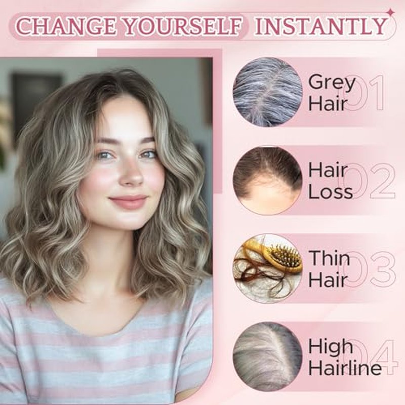 Hair Toppers for Women Real Human Hair with No Bangs 3.1¡¿3.9 Inch Silk Base Clip-In Topper Natural Looking Hairpieces for Women£¨12 Inch,Light Grey£©