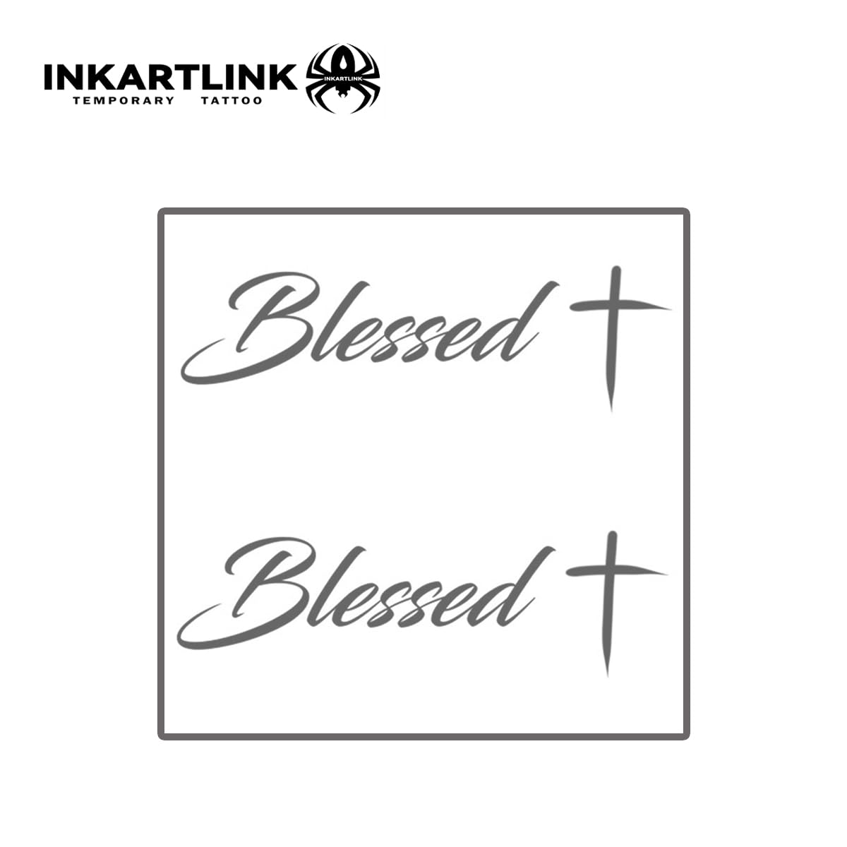 INKARTLINK Tattoo Tech, 3 Sheets Medium Semi Permanent Tattoo, Adult Art Design Temporary Tattoos, Lasts 1-2 Weeks, Waterproof, Realistic Look, No Reflection (Blessed)