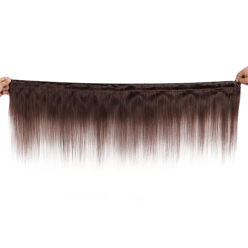 Color 4 Bundles Chocolate Brown Straight Human Hair Bundle 8A Grade Dark Brown 1 Bundle 20 Inch Color 4 Straight Bundles Double Weft Extensions 100G
