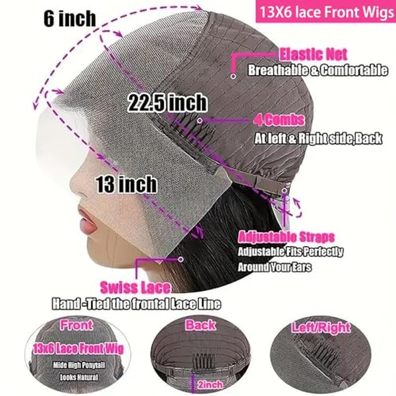 Deep Wave Lace Front Wigs Human Hair 200% Density 13x6 HD Transparent Deep Wave Frontal Wigs Human Hair With Baby Hair(24 Inch)