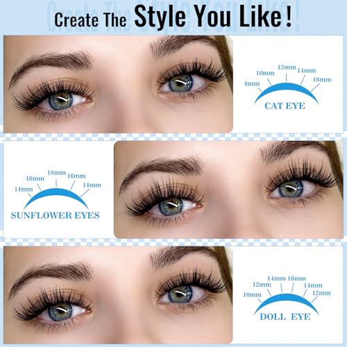 KEVKEV Lash Clusters 144 Pcs Eyelash Clusters Wispy Natural Cluster Eyelash Extension Thin Band & Soft Mix Length Lashes DIY Lash Extensions at Home Easy to Apply(Cloudy,8-18mix)