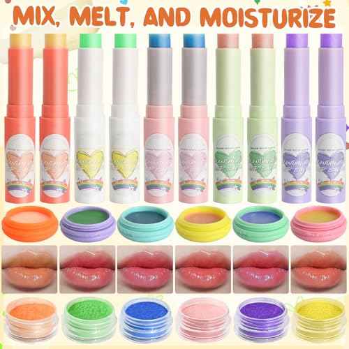 JCOOS DIY Lip Balm Making Kit - Kids Crafts, Make Your Own Lip Gloss, Beeswax & Shea Butter, Moisturizing Tubes