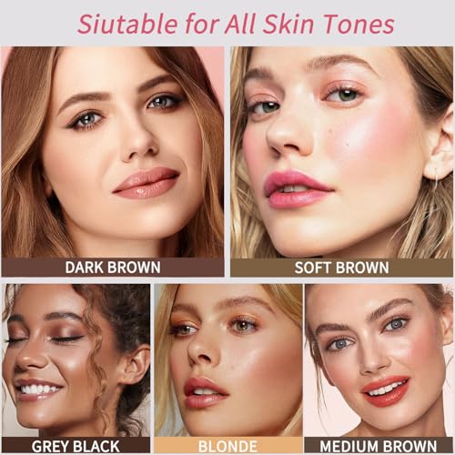 Eyebrow Stencils, Eyebrow Stamp Perfect Eyebrows Brow Stamp Waterproof, Eye Brow Stencil Kits Eyebrow Kit for Women With 10PCS Eyebrow Shaping Kit Smudge-proof & Long-Lasting, Soft Brown