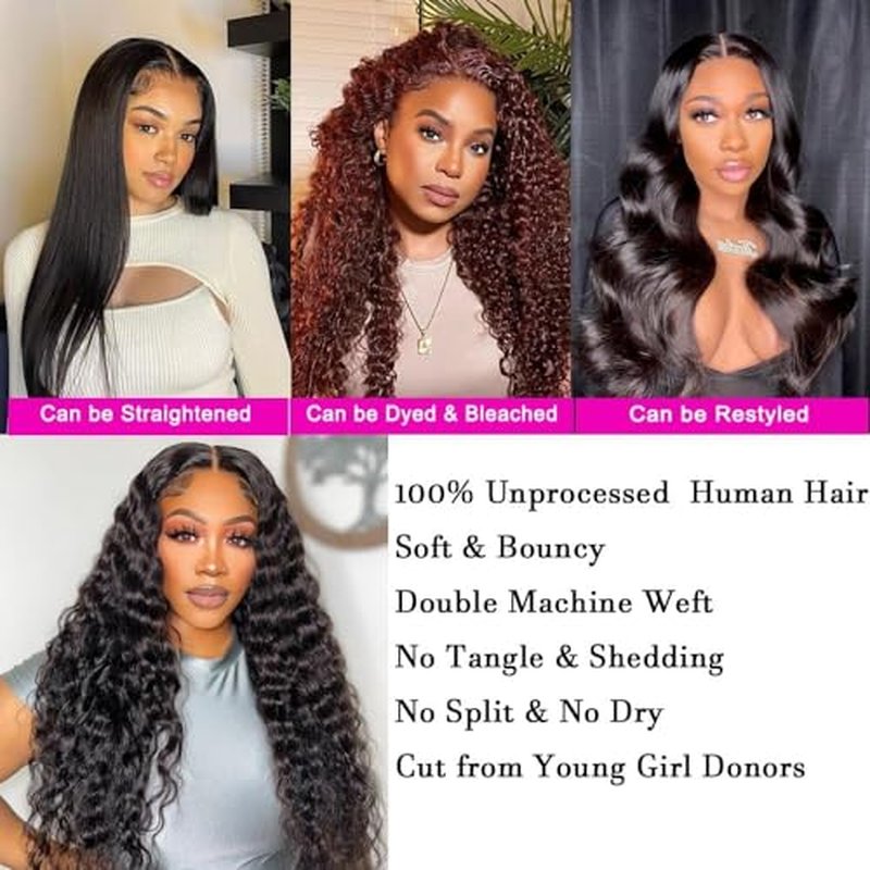 Water Curly Bundles 20 22 24in 10A Brazilian Virgin Human Hair Water Wave 3 Bundles 100% Unprocessed Wet and Wavy Human Hair Weave Bundles Natural Black Color Hair Extension