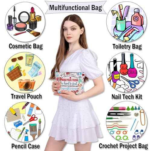 BDPWSS Dialysis Nurse Gift Dialysis Technician Gift A Truly Great Dialysis Tech Is Hard To Find Nephrology Tech Makeup Bag (Truly dialysis tech bag)