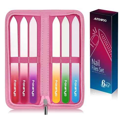 6 Pcs Glass Nail File Set, Providing Salon-Like Results from The Comfort of Your Home£¬Specially Crafted for Natural Nail Enthusiasts(Pink 6 pcs)
