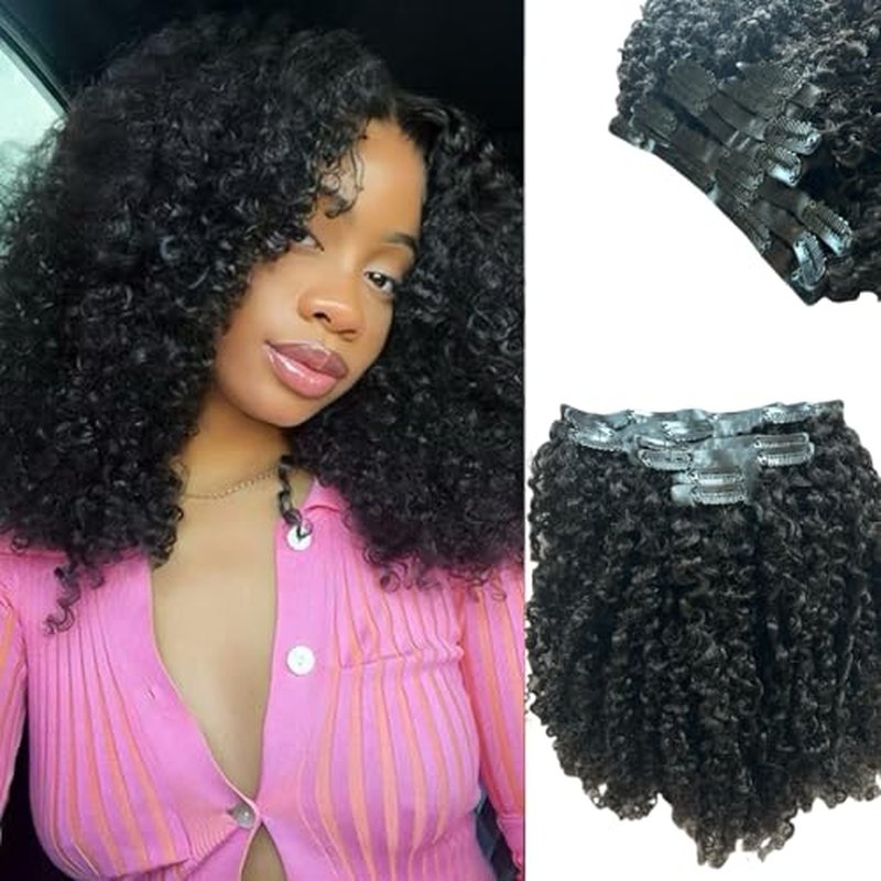 Seamless Afro Kinky Curly PU Clip in Extension Real Human hair For Women 7Pcs Seamless Clip ins Full Head 120g Natural Color 20Inch